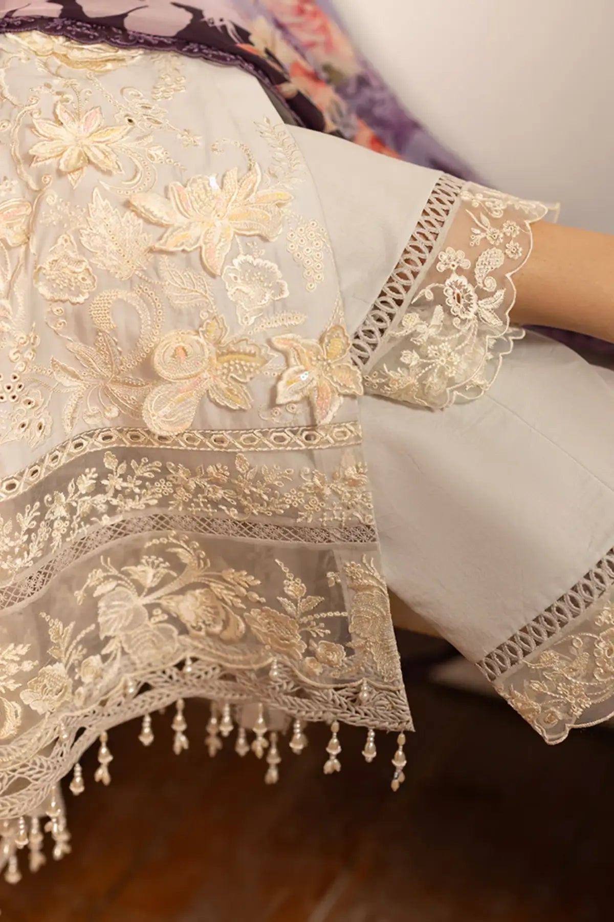 SL-153 Rameen ice grey embroidered lawn stitched 3PC suit with printed silk dupatta