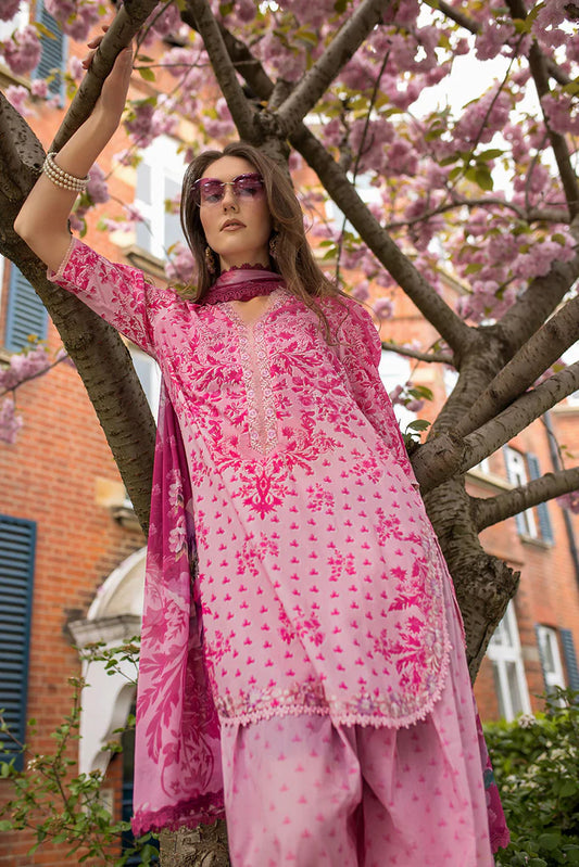 SNB25-1A- Pink Printed Lawn Ensemble By- Sobia Nazir