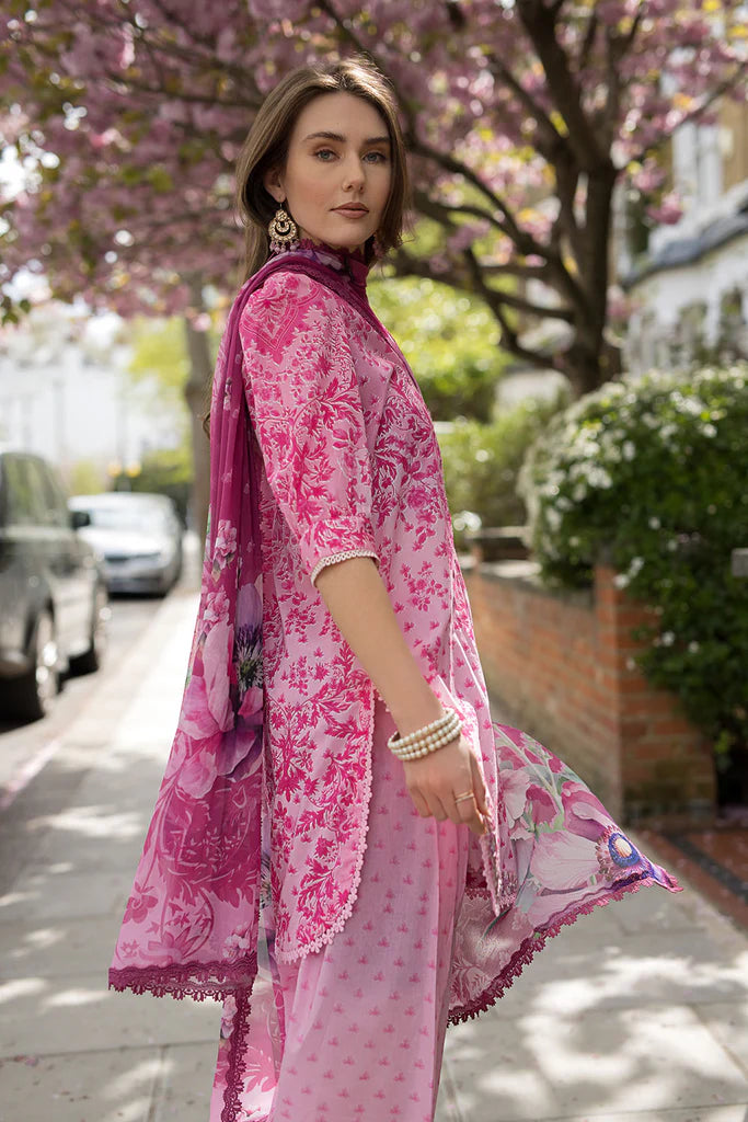 SNB25-1A- Pink Printed Lawn Ensemble By- Sobia Nazir