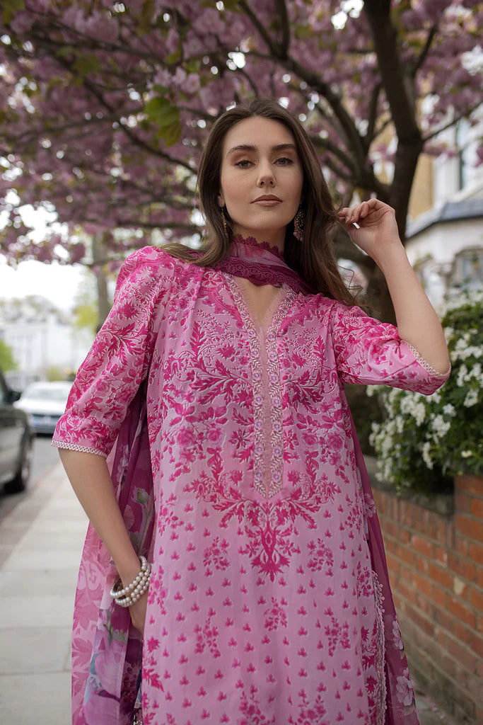 SNB25-1A- Pink Printed Lawn Ensemble By- Sobia Nazir