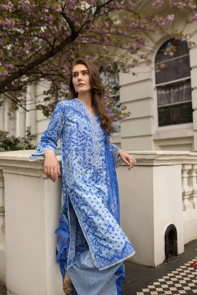SNB25-1B- Sky Blue Printed Lawn Ensemble By- Sobia Nazir