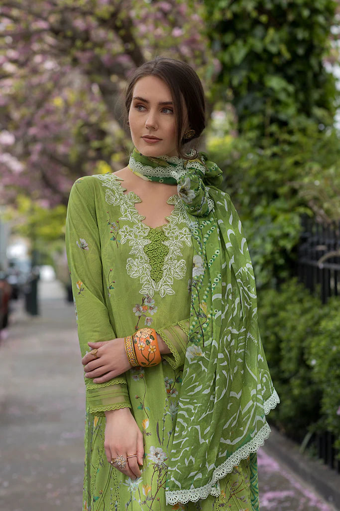 SNB25-3A- Parrot Green Printed Lawn Ensemble By- Sobia Nazir