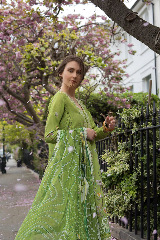 SNB25-3A- Parrot Green Printed Lawn Ensemble By- Sobia Nazir