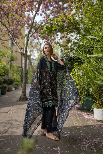 SNB25-3B- Black Printed Lawn Ensemble By- Sobia Nazir