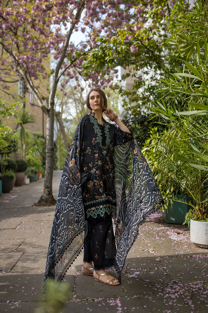 SNB25-3B- Black Printed Lawn Ensemble By- Sobia Nazir