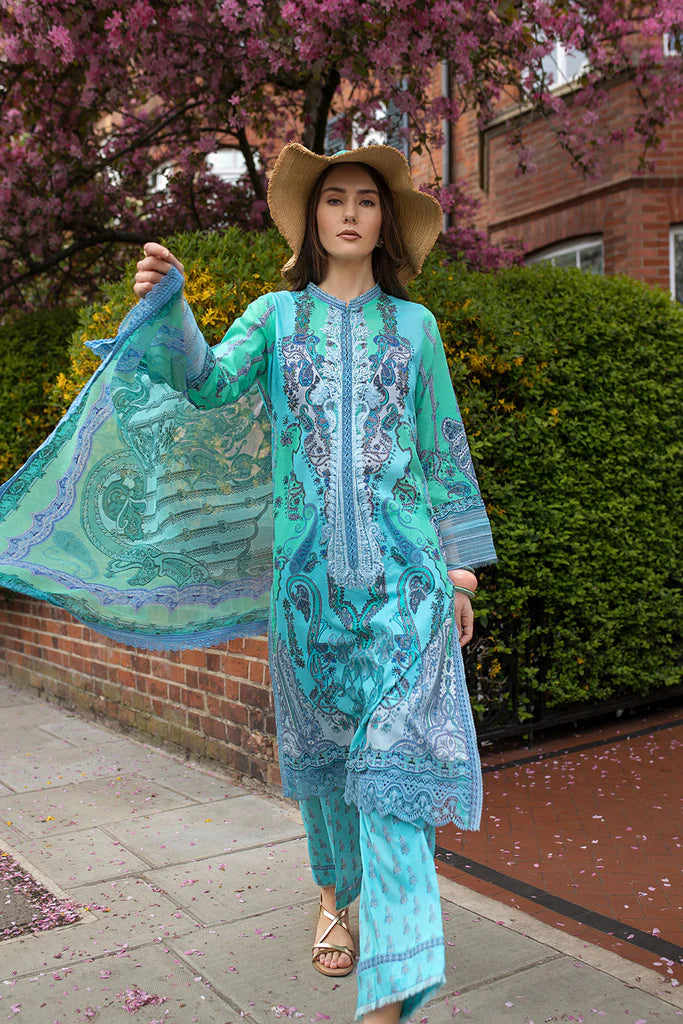 SNB25-4B- Aqua Printed Lawn Ensemble By- Sobia Nazir