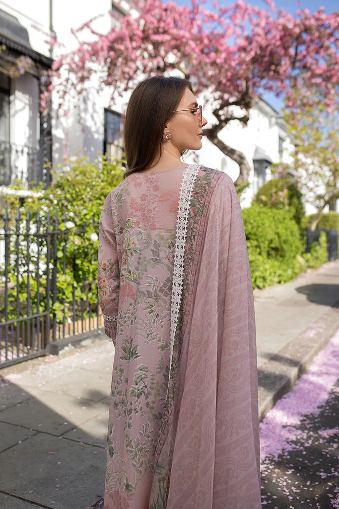 SNB25-5A- Peach Pink Printed Lawn Ensemble By- Sobia Nazir