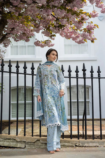 SNB25-6A- Blue Printed Lawn Ensemble By- Sobia Nazir