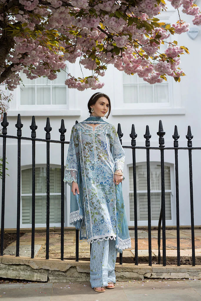 SNB25-6A- Blue Printed Lawn Ensemble By- Sobia Nazir