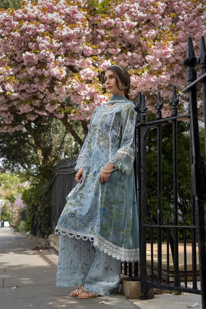 SNB25-6A- Blue Printed Lawn Ensemble By- Sobia Nazir