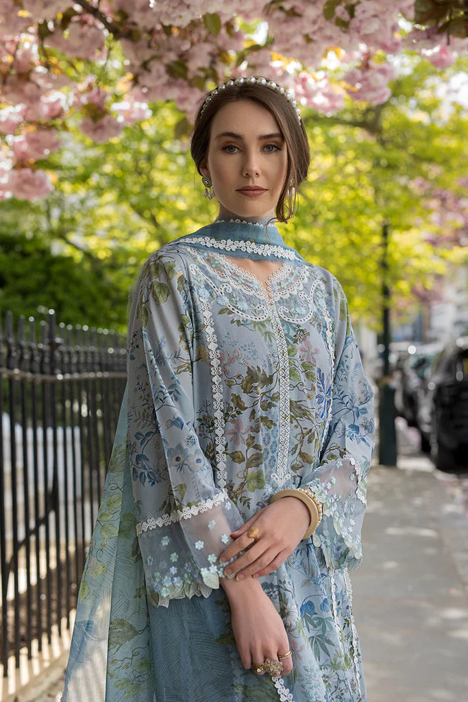 SNB25-6A- Blue Printed Lawn Ensemble By- Sobia Nazir
