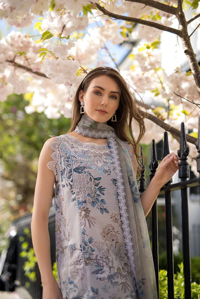 SNB25-6B- Grey Printed Lawn Ensemble By- Sobia Nazir