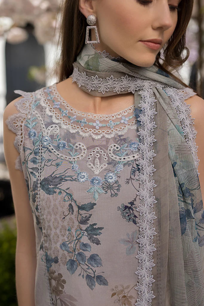 SNB25-6B- Grey Printed Lawn Ensemble By- Sobia Nazir