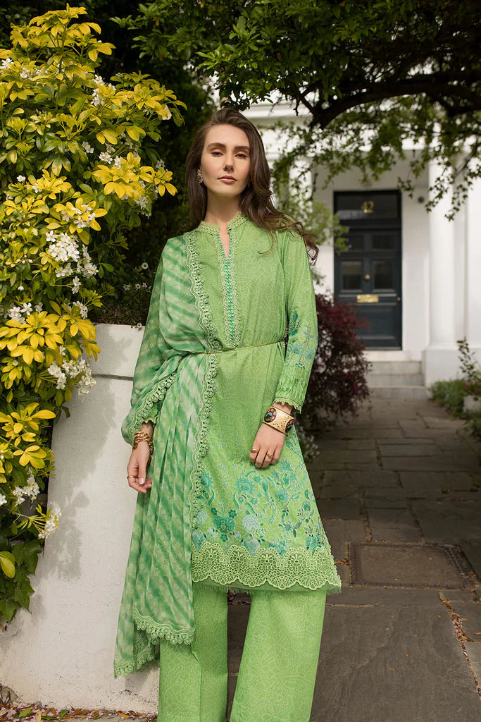SNB25-7B- Light Green Printed Lawn Ensemble By- Sobia Nazir