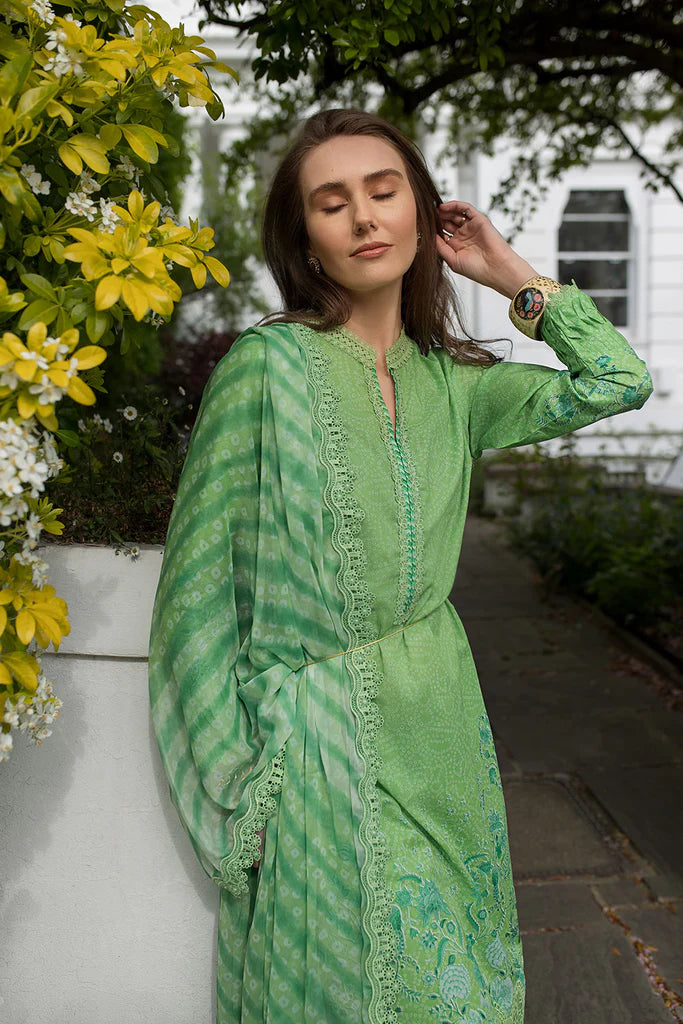 SNB25-7B- Light Green Printed Lawn Ensemble By- Sobia Nazir
