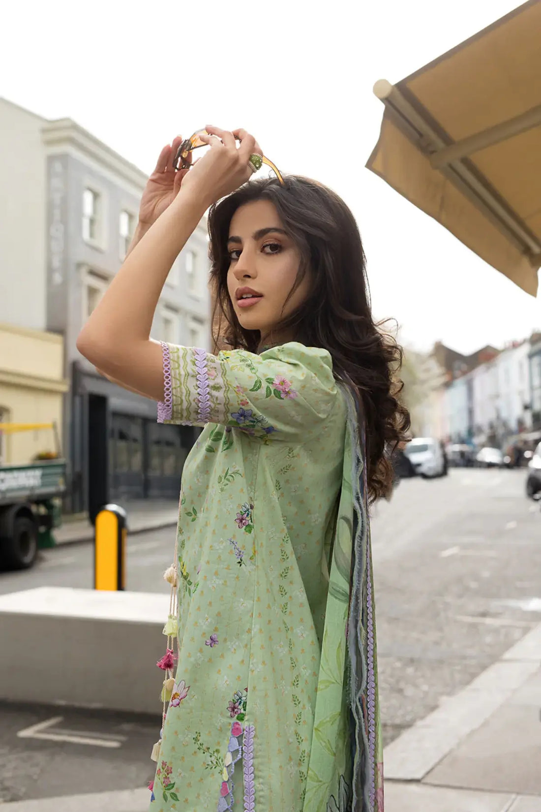 SNP26-2A mint embroidered lawn stitched 3 piece suit with chiffon dupatta by Sobia Nazir for summer Eid