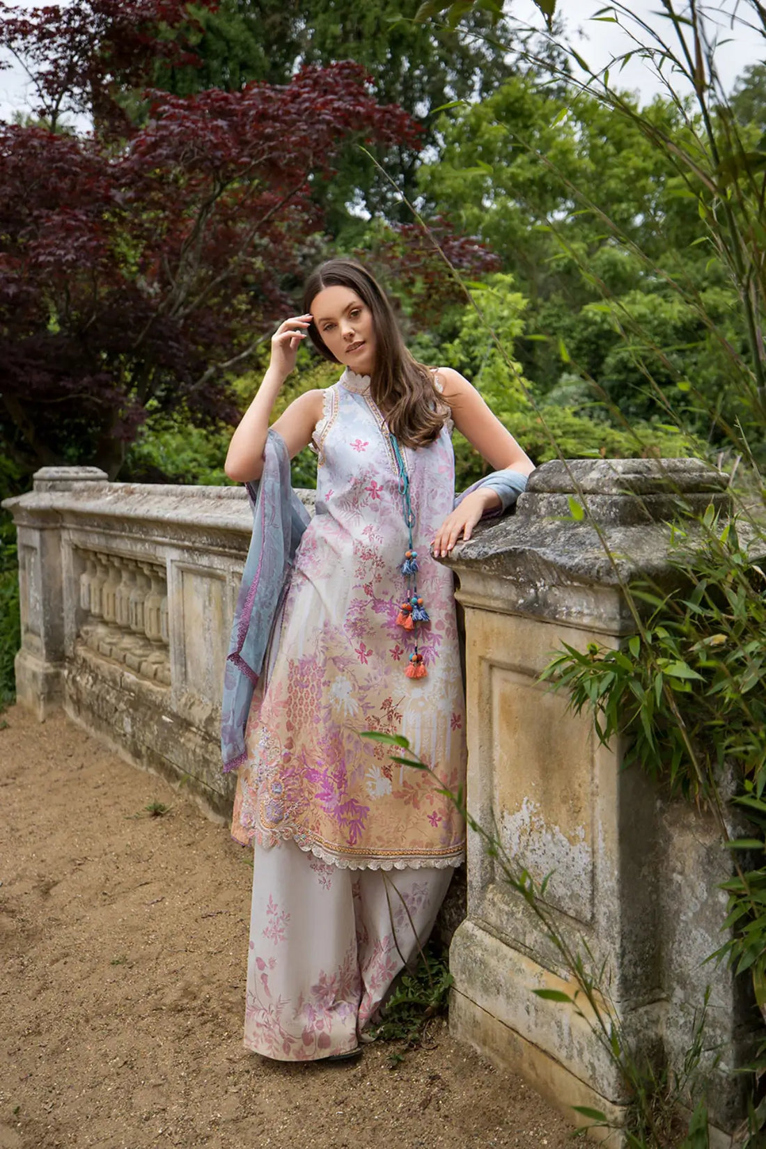 SNP26V2-1A Sobia Nazir SN Prints '26 Beige Stitched Lawn Suit with Printed Chiffon Dupatta