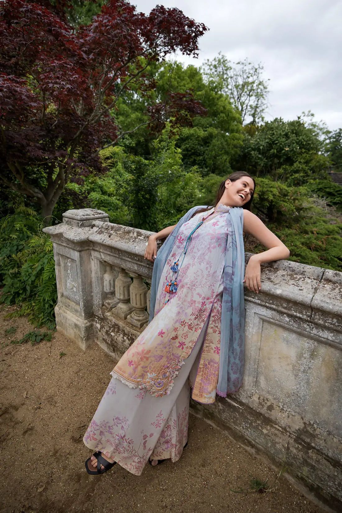 SNP26V2-1A Sobia Nazir SN Prints '26 Beige Stitched Lawn Suit with Printed Chiffon Dupatta