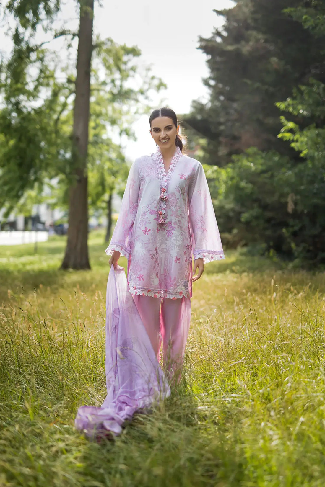 SNP26V2-1B Sobia Nazir SN Prints '26 Pink Lawn 3PC Suit with Printed Chiffon Dupatta
