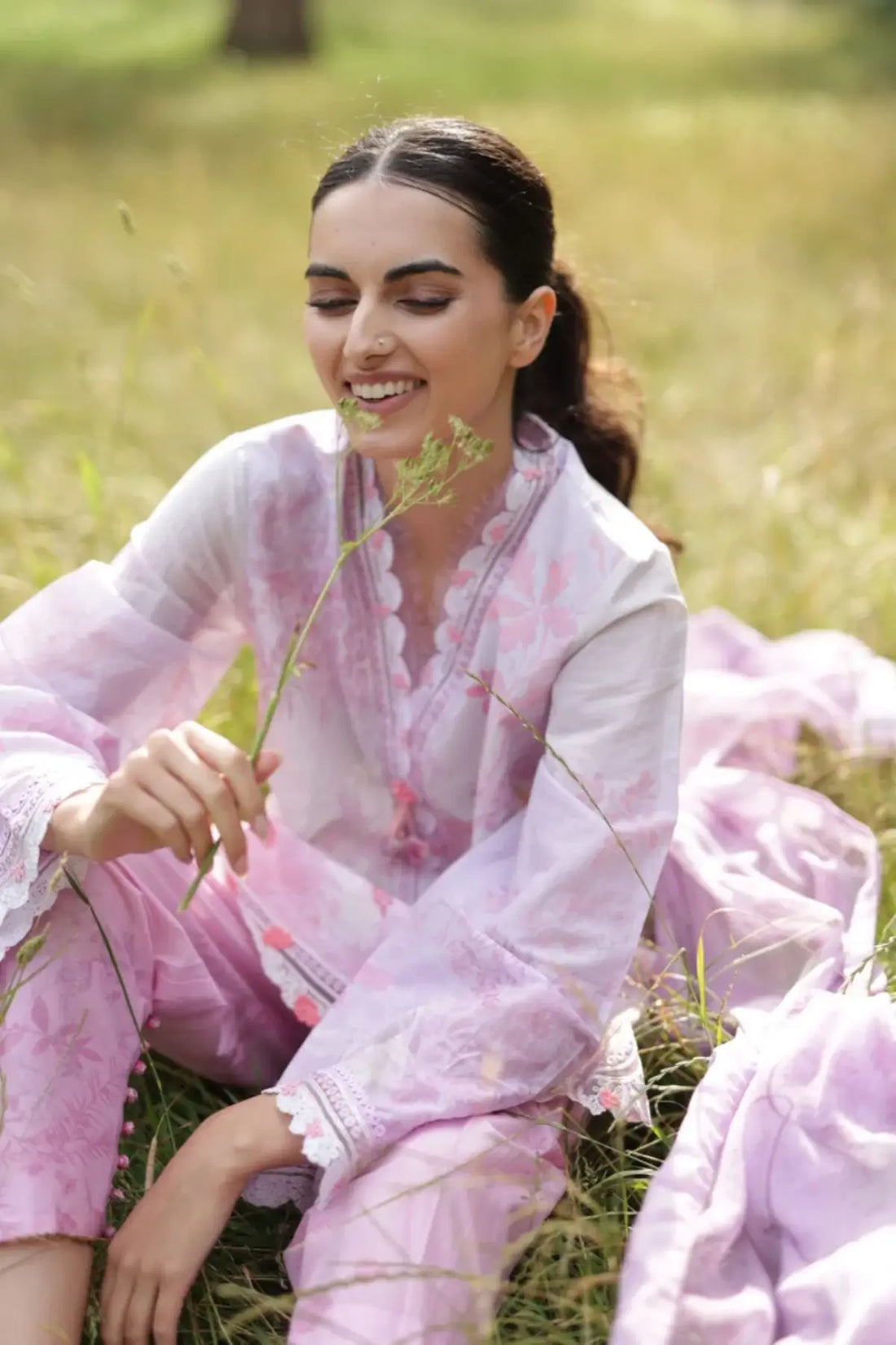 SNP26V2-1B Sobia Nazir SN Prints '26 Pink Lawn 3PC Suit with Printed Chiffon Dupatta