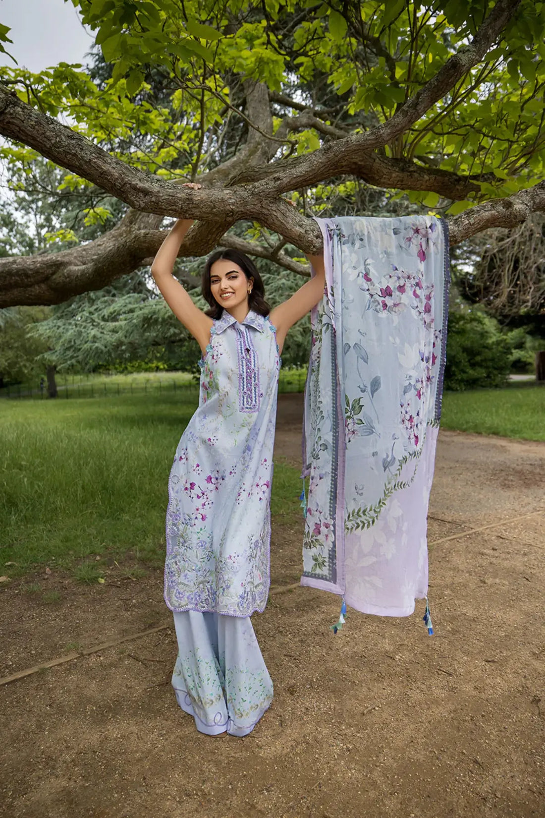 SNP26V2-3B Sobia Nazir SN Prints '26 Lavender Lawn 3PC Suit with Printed Chiffon Dupatta