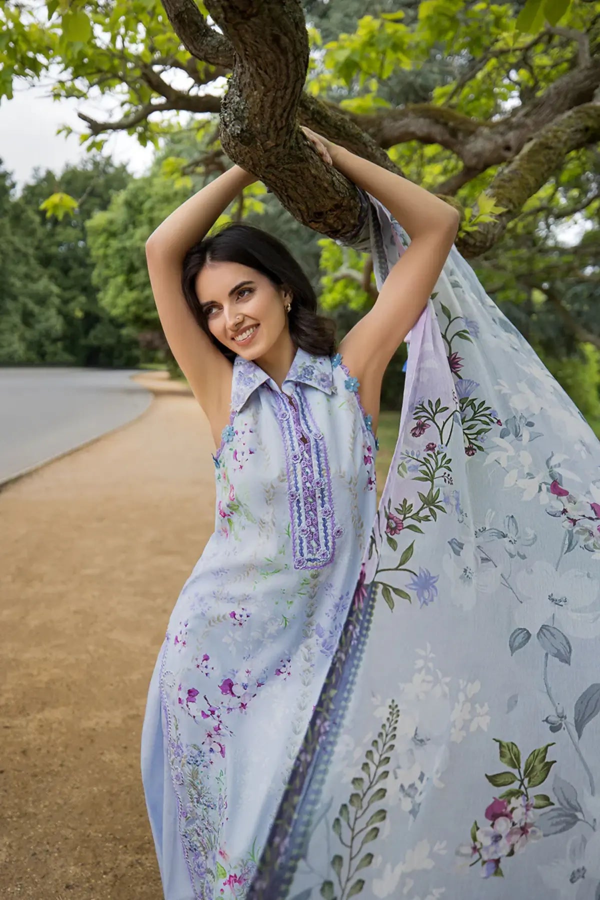 SNP26V2-3B Sobia Nazir SN Prints '26 Lavender Lawn 3PC Suit with Printed Chiffon Dupatta