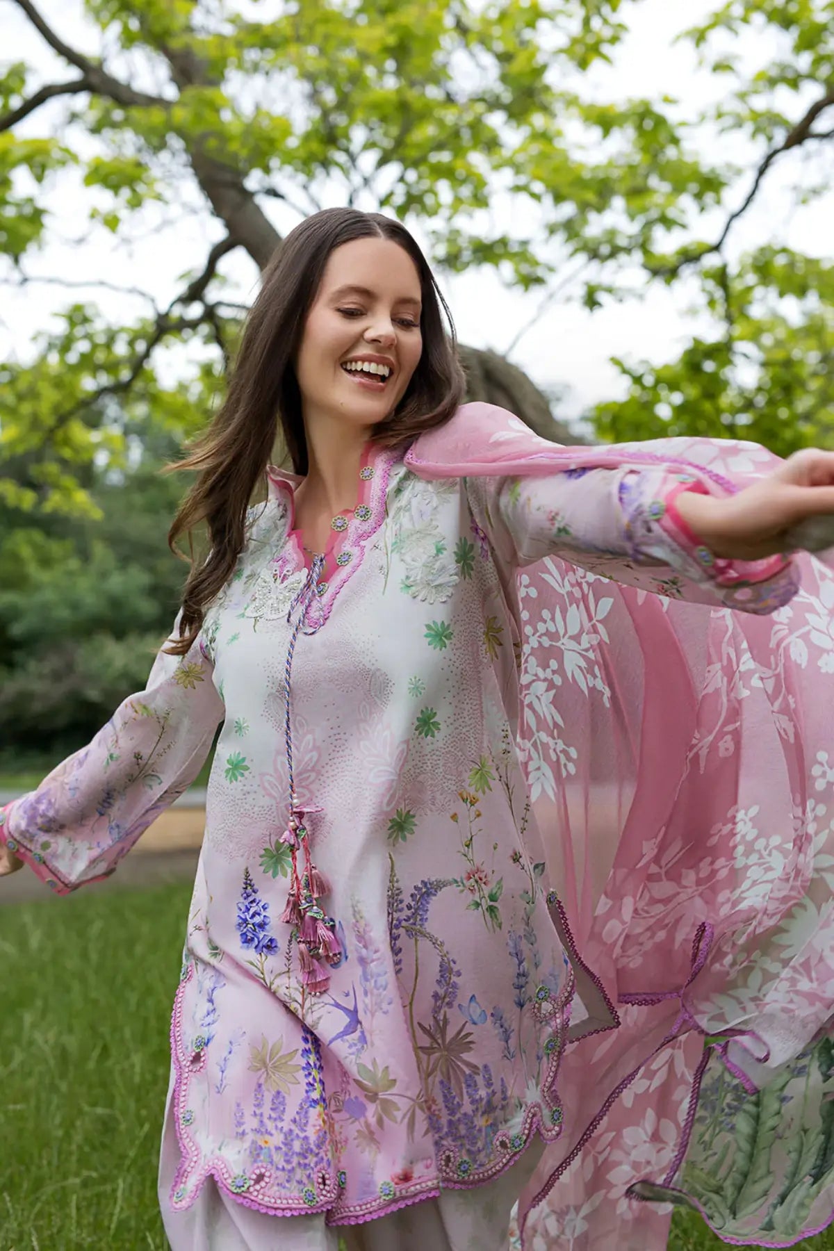SNP26V2-5A Sobia Nazir Pastel Pink Stitched Lawn 3PC Suit with Printed Chiffon Dupatta