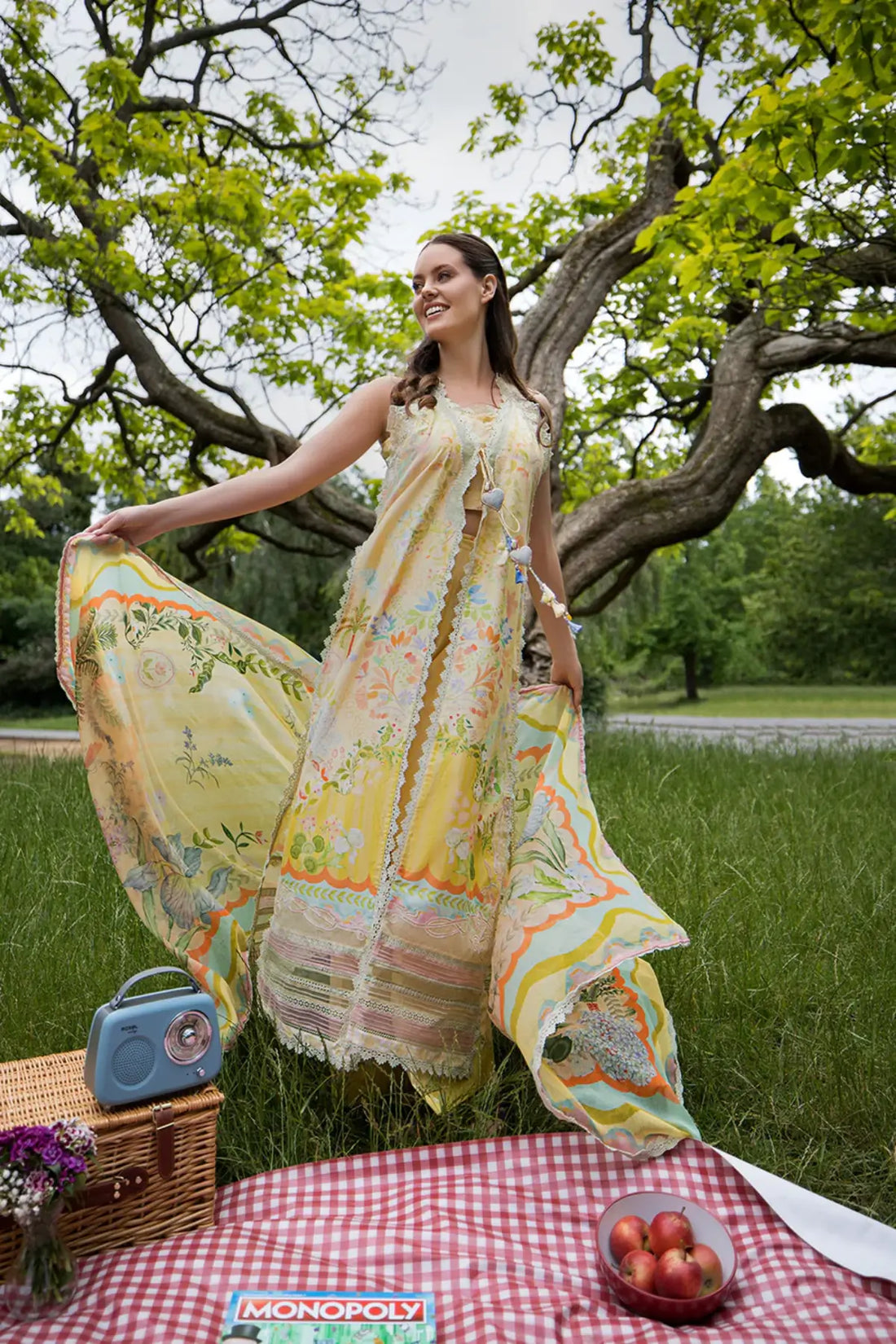SNP26V2-7A Sobia Nazir Lemon Yellow Stitched Lawn 3PC Suit with Printed Chiffon Dupatta