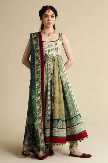 Saawan-D2-Luxurious Pima-Lawn outfit with archival borders by-Zara shahjahan