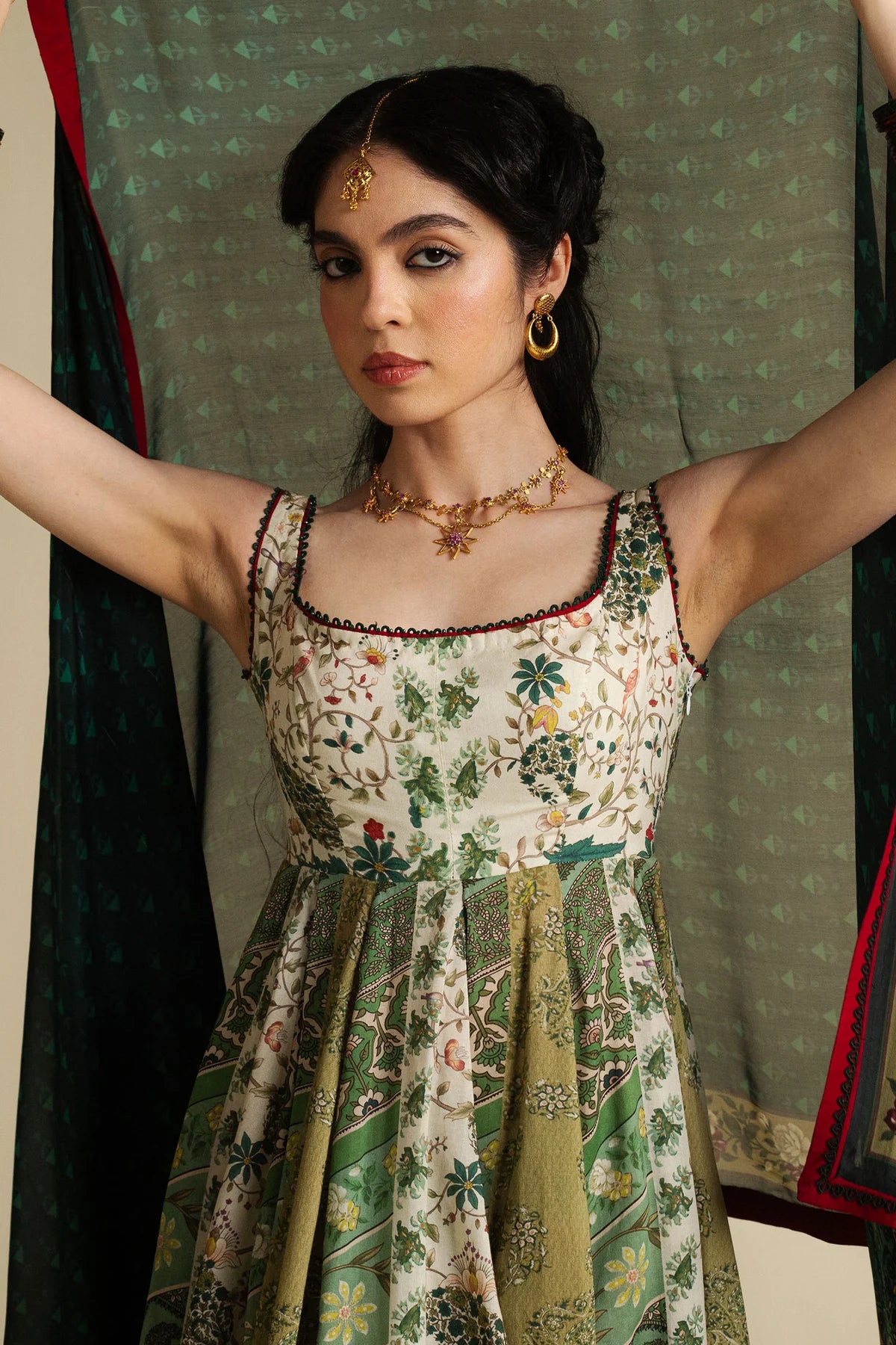 Saawan-D2-Luxurious Pima-Lawn outfit with archival borders by-Zara shahjahan