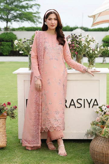 Sahar by Rang Rasiya Apricot Luxury Lawn Stitched 3PC Suit with Embroidered Textured Dupatta