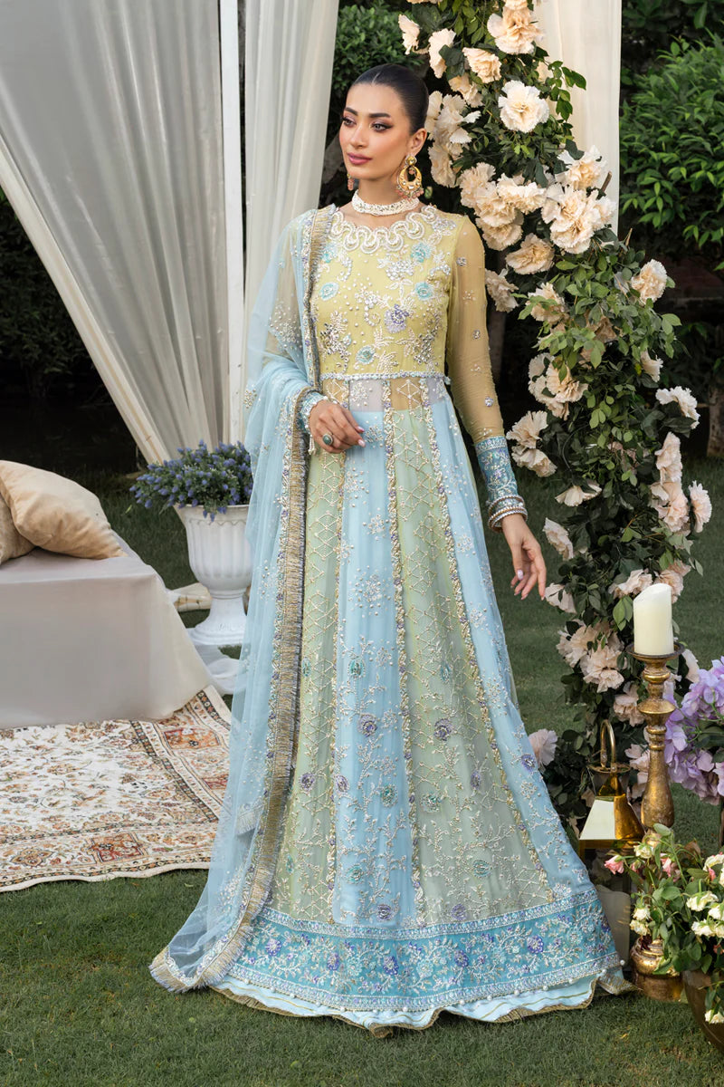 Buy Samara – Blue Chiffon Stitched Wedding Dress Online Pakistanimoda