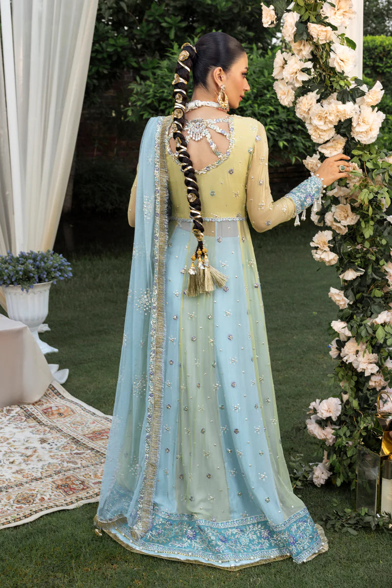 Buy Samara – Blue Chiffon Stitched Wedding Dress Online Pakistanimoda