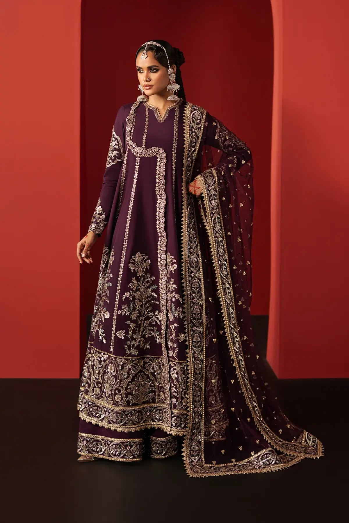 Samarqand Afrozeh purple raw silk festive pishwas DIVANI 2025 Pakistani formal wear stitched Pakistanimoda