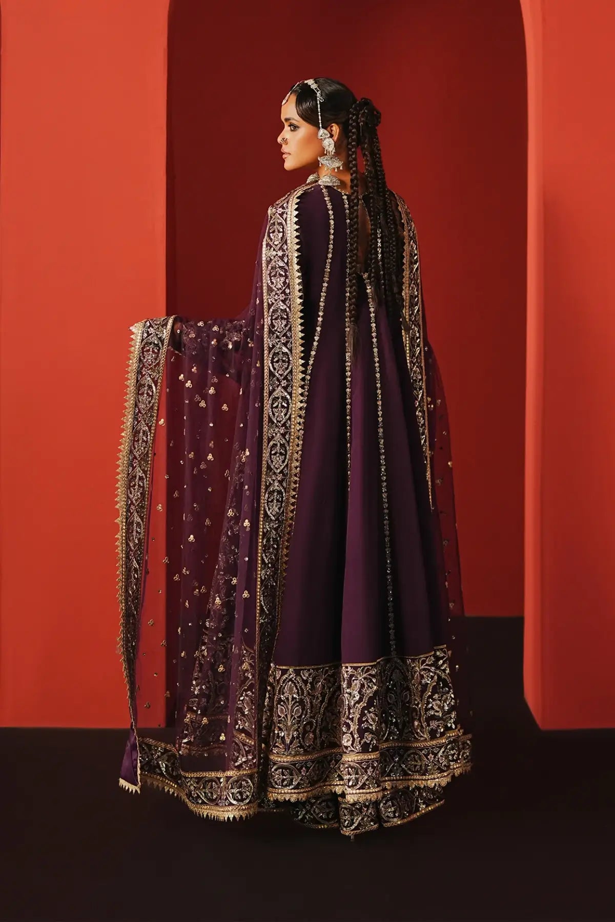 Samarqand Afrozeh purple raw silk festive pishwas DIVANI 2025 Pakistani formal wear stitched Pakistanimoda