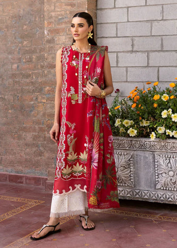 Sauvage 6-A-Vibrant Cherry Red Embroidered Lawn Suit for Party & Festive Wear-Saira Shakira