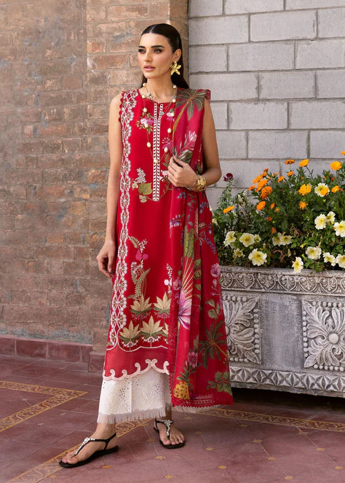Sauvage 6-A-Vibrant Cherry Red Embroidered Lawn Suit for Party & Festive Wear-Saira Shakira