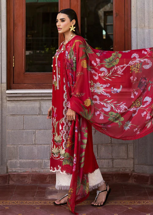 Sauvage 6-A-Vibrant Cherry Red Embroidered Lawn Suit for Party & Festive Wear-Saira Shakira