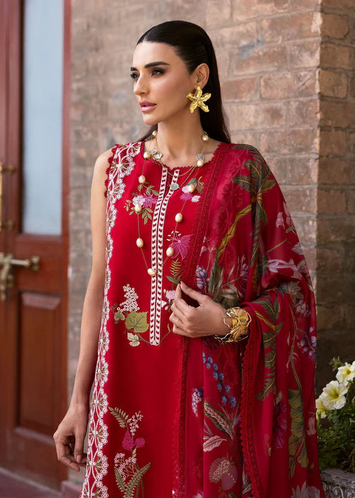 Sauvage 6-A-Vibrant Cherry Red Embroidered Lawn Suit for Party & Festive Wear-Saira Shakira