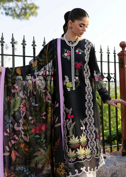 Sauvage 6-B-Embroidered Lawn Suit with Printed Silk Dupatta Elegant Party Wear-Saira Shakira