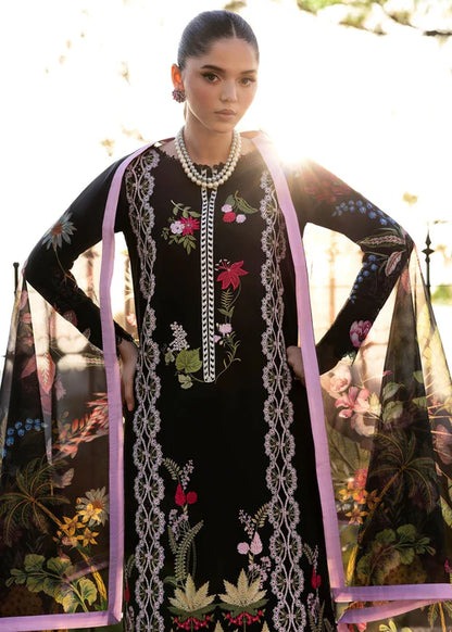 Sauvage 6-B-Embroidered Lawn Suit with Printed Silk Dupatta Elegant Party Wear-Saira Shakira