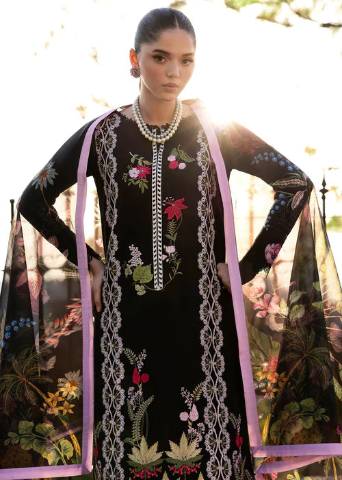 Sauvage 6-B-Embroidered Lawn Suit with Printed Silk Dupatta Elegant Party Wear-Saira Shakira