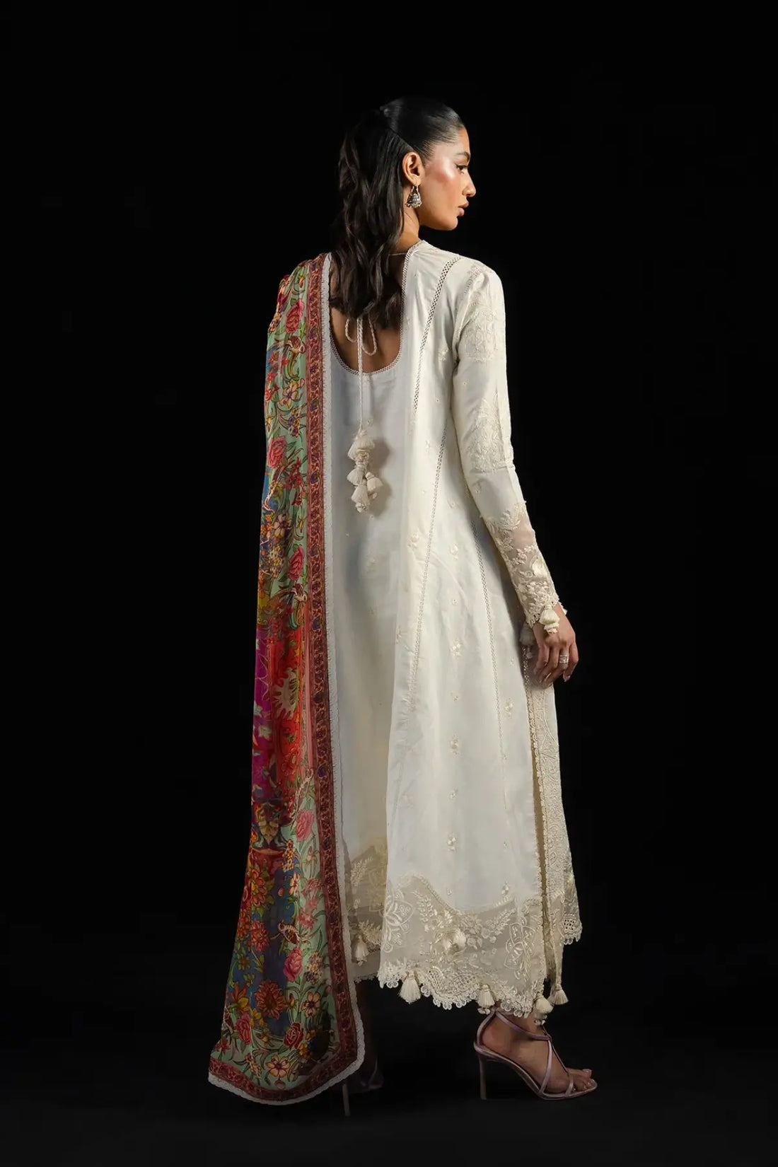 Sefi white designer lawn stitched 3PC suit with chiffon dupatta by Hussain Rehar Pakistanimoda