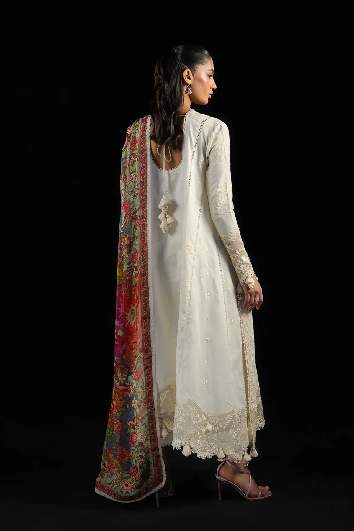 Sefi white designer lawn stitched 3PC suit with chiffon dupatta by Hussain Rehar Pakistanimoda