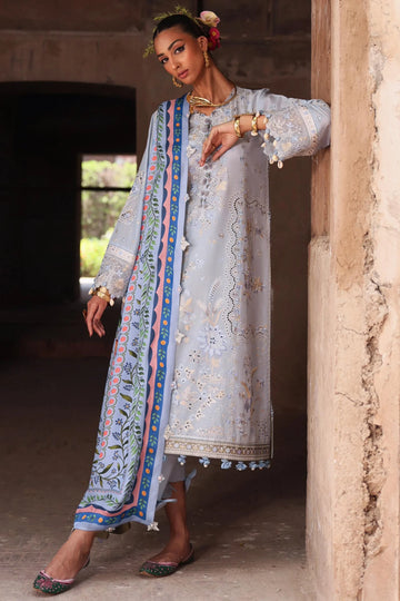 Serene 01-B- Ice Blue Renaissance Lawn Outfit By- Elan
