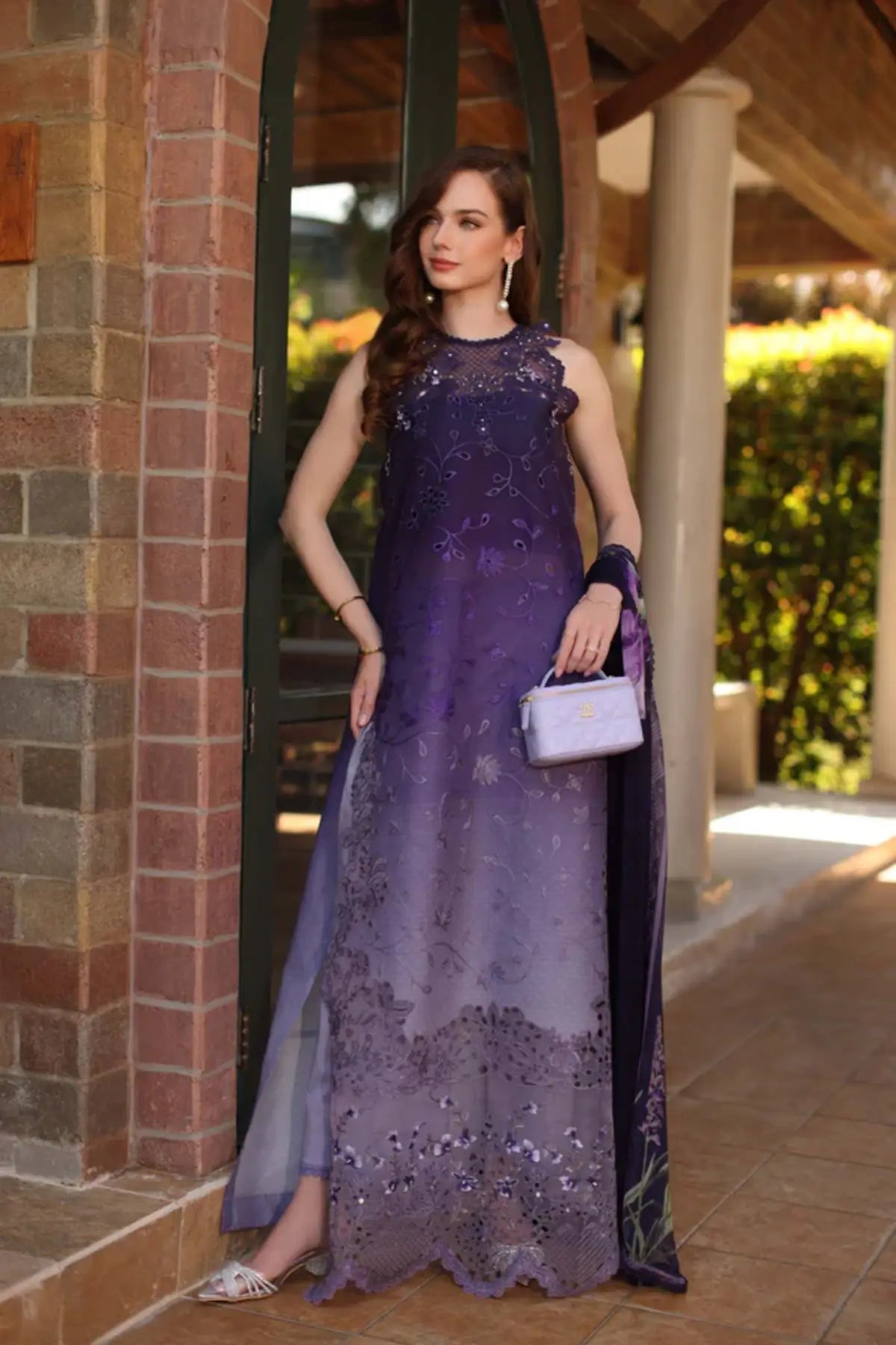 Seraphine D4-A purple luxury lawn ready suit by Saadia Asad Noor Luxury Eid Schiffli ’26