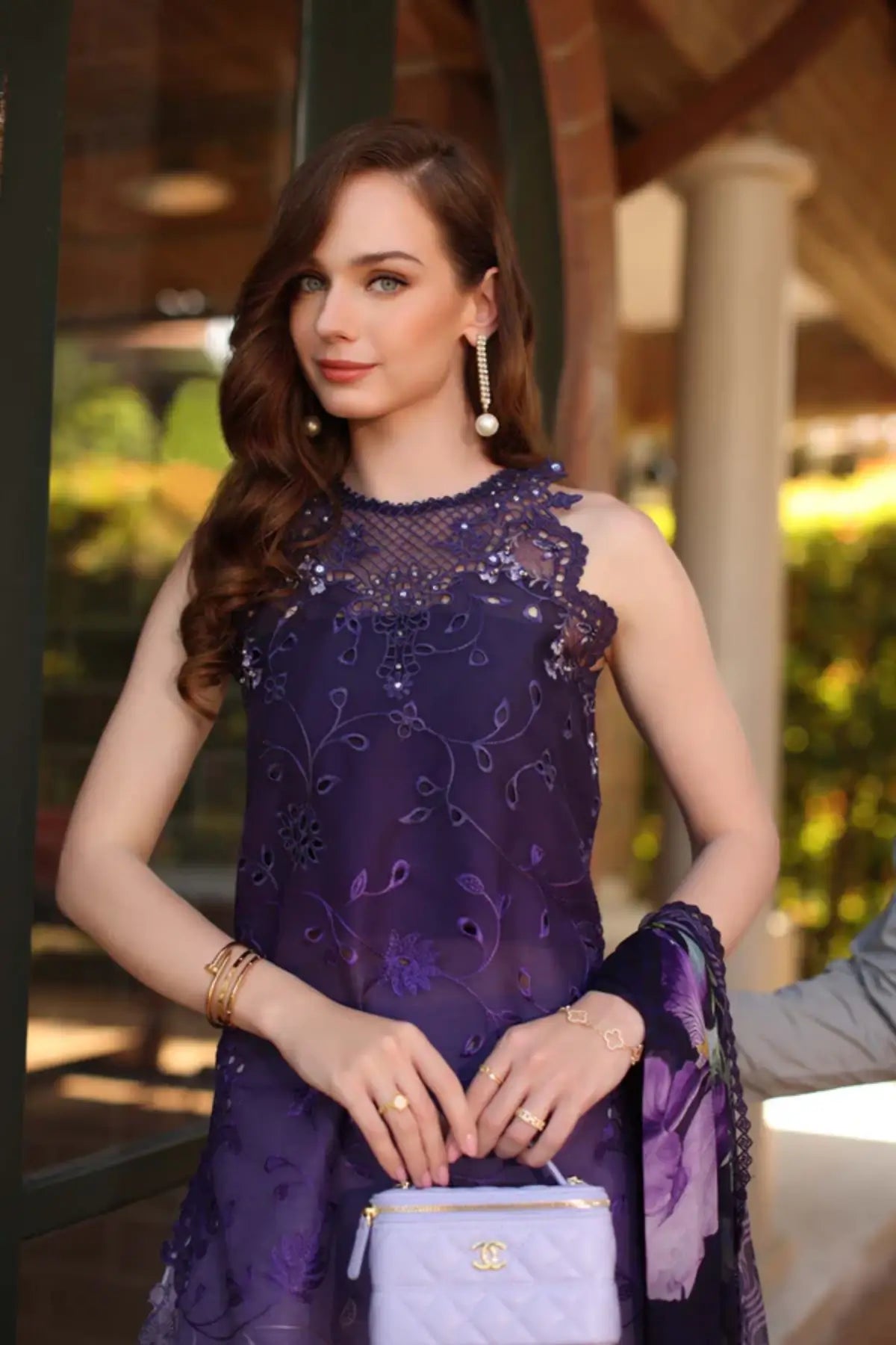 Seraphine D4-A purple luxury lawn ready suit by Saadia Asad Noor Luxury Eid Schiffli ’26