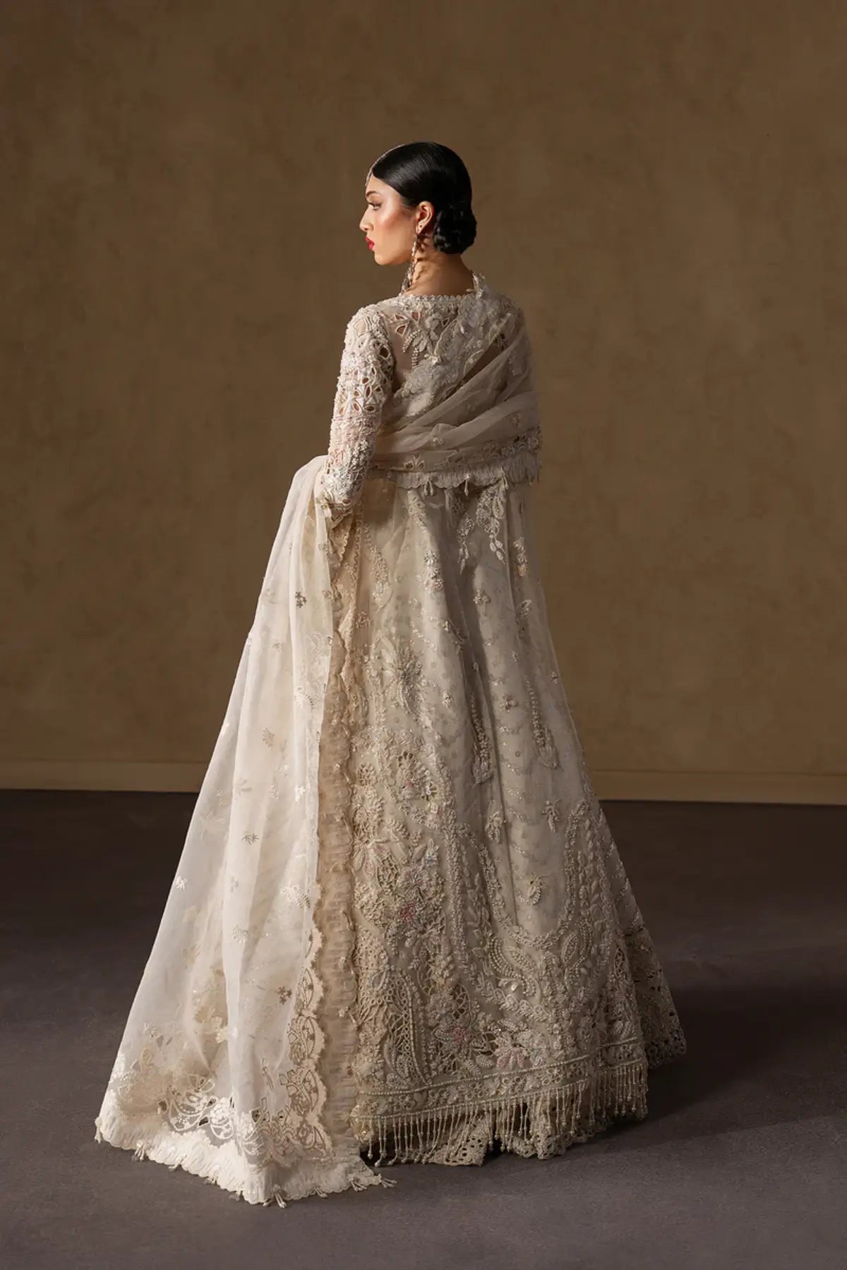 Seraphine by Afrozeh royal white stitched organza bridal lehenga with heavy embroidery luxury Pakistani wedding wear