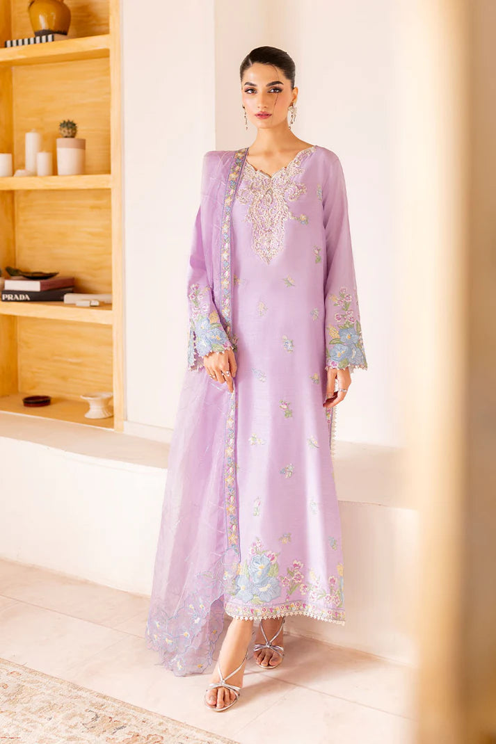 Serin by Mushq luxury lilac raw silk suit with straight-cut trousers