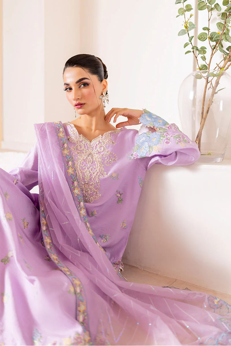 Serin by Mushq luxury lilac raw silk suit with straight-cut trousers